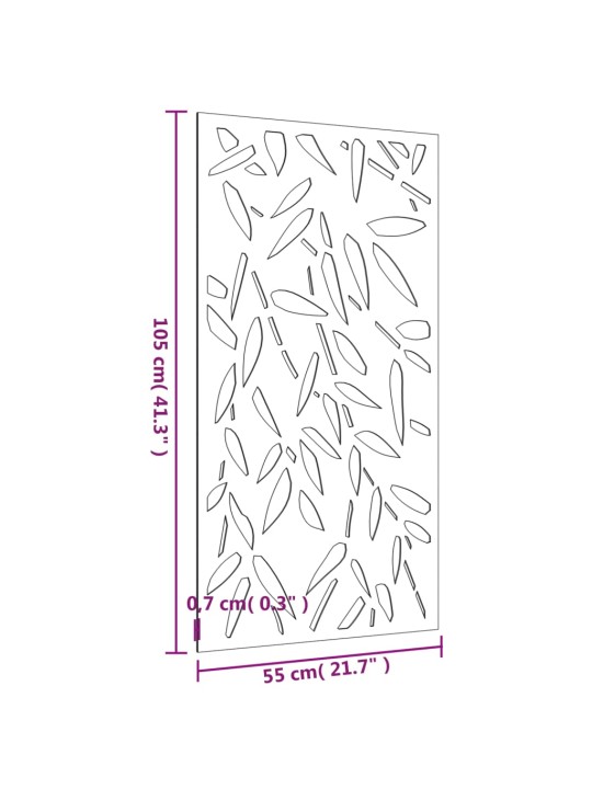 Zahradní nástěnná dekorace 105 x 55 cm corten Bambusový list