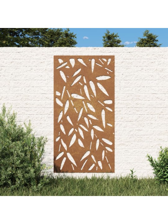 Zahradní nástěnná dekorace 105 x 55 cm corten Bambusový list