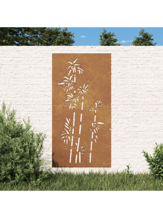 Zahradní nástěnná dekorace 105 x 55 cm cortenová ocel Bambus