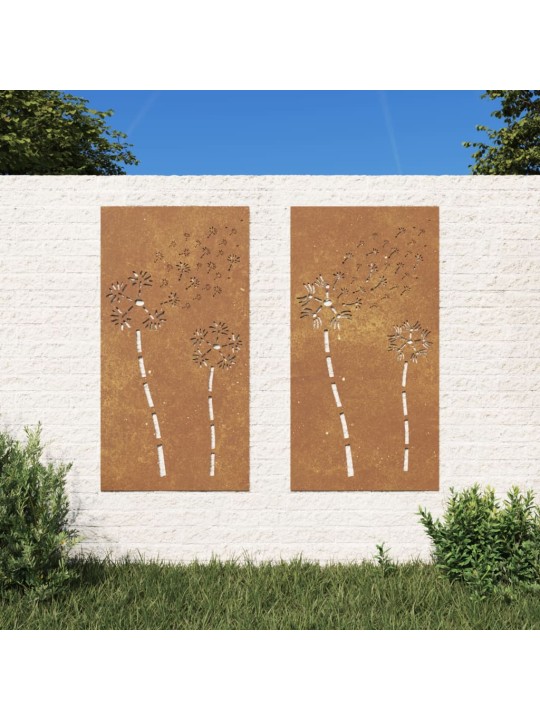 Zahradní nástěnné dekorace 2 ks 105x55cm cortenová ocel Květina