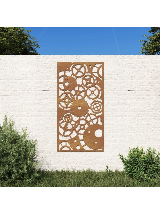 Zahradní nástěnná dekorace 105x55cm cortenová ocel Ozubené kolo