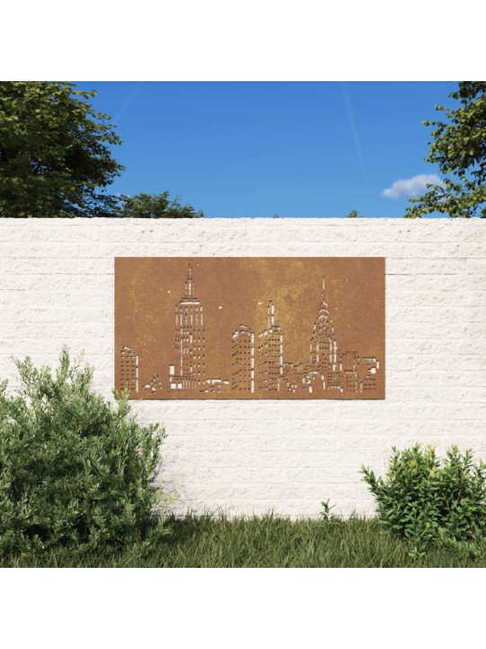Zahradní nástěnná dekorace 105 x 55 cm cortenová ocel Panorama