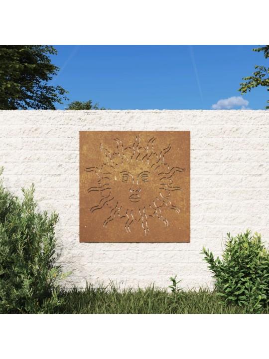 Zahradní nástěnná dekorace 55 x 55 cm cortenová ocel Slunce