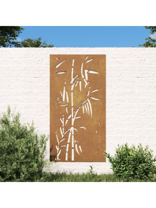 Zahradní nástěnná dekorace 105 x 55 cm cortenová ocel Bambus