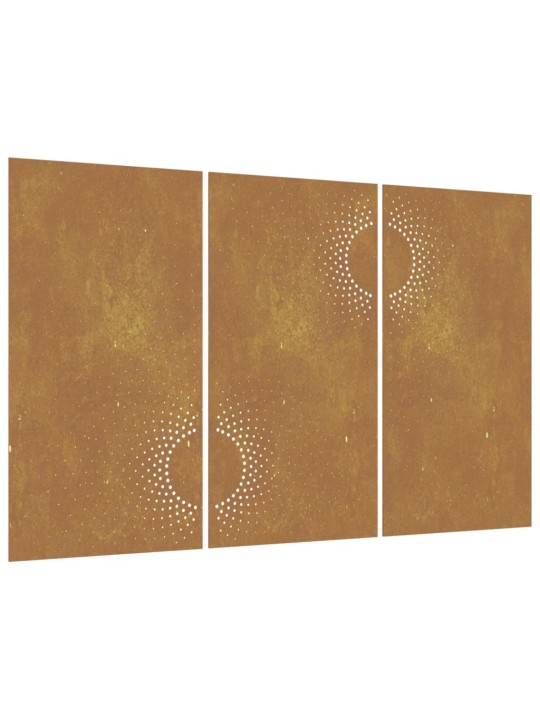 Zahradní nástěnné dekorace 3 ks 105x55 cm cortenová ocel Slunce