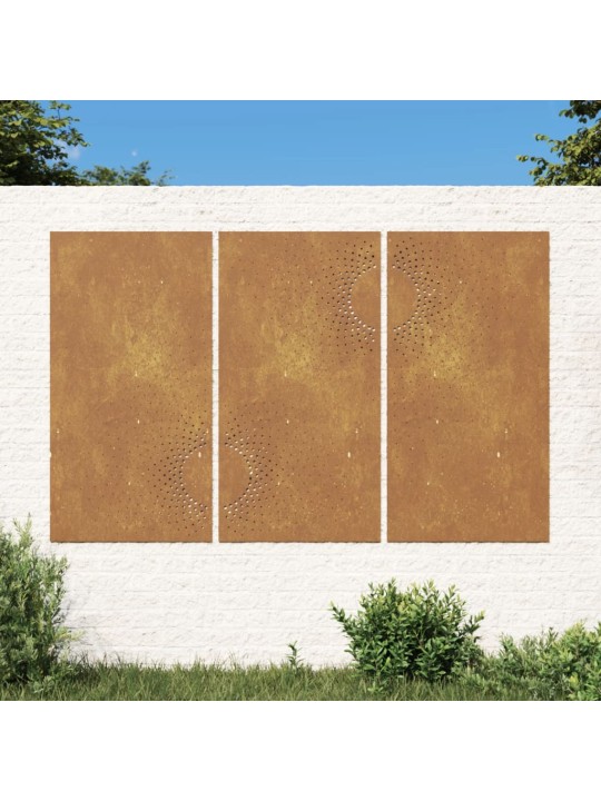 Zahradní nástěnné dekorace 3 ks 105x55 cm cortenová ocel Slunce