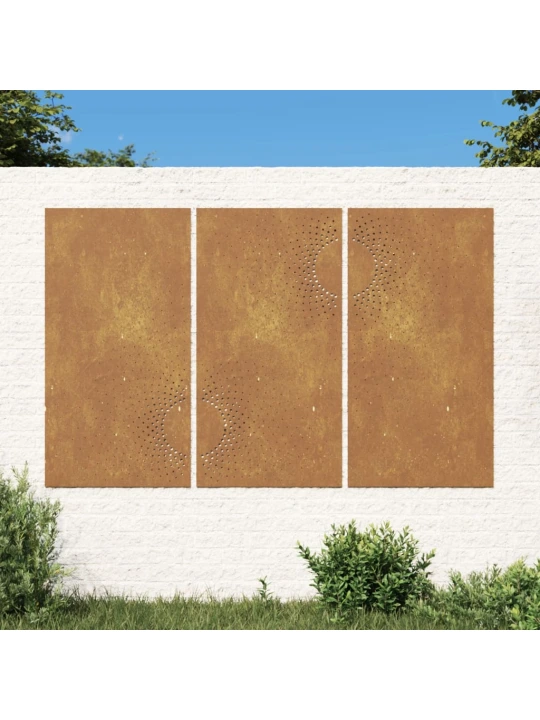 Zahradní nástěnné dekorace 3 ks 105x55 cm cortenová ocel Slunce