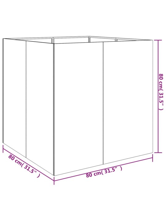 Truhlík 80 x 80 x 80 cm cortenová ocel
