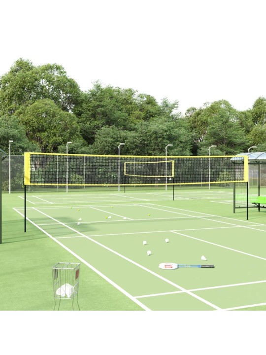 Badmintonová síť žlutá a černá 600 x 155 cm PE tkanina