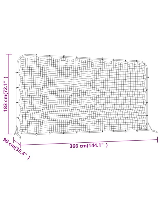 Fotbalový rebounder černý 366 x 90 x 183 cm HDPE