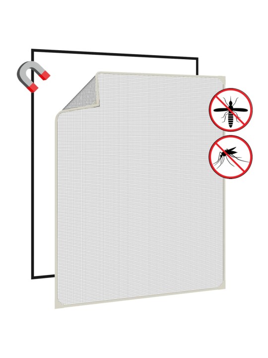 Magnetická okenní síť proti hmyzu bílá 100 x 120 cm