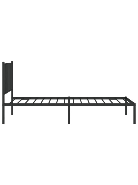 Kovový rám postele s čelem černý 80 x 200 cm