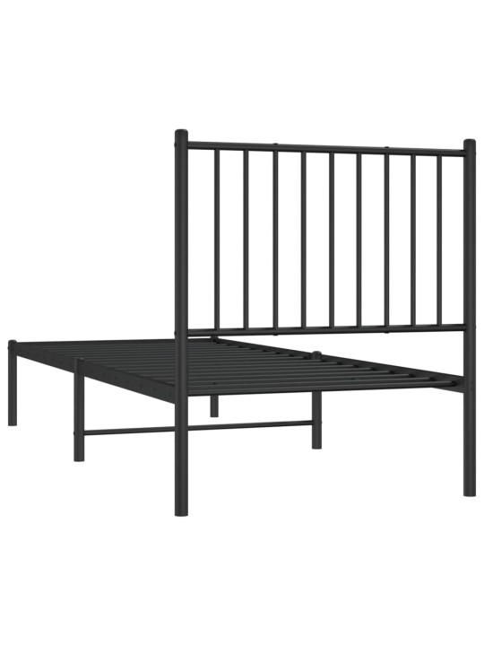 Kovový rám postele s čelem černý 80 x 200 cm