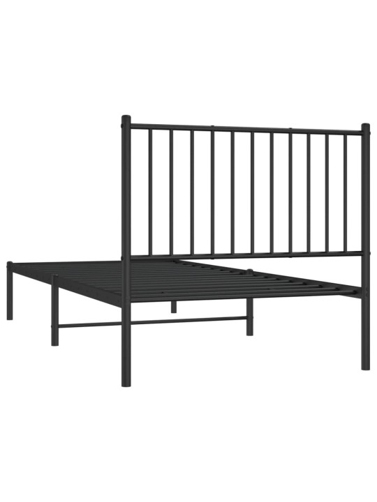 Kovový rám postele s čelem černý 90 x 200 cm