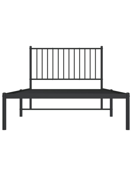 Kovový rám postele s čelem černý 100 x 200 cm