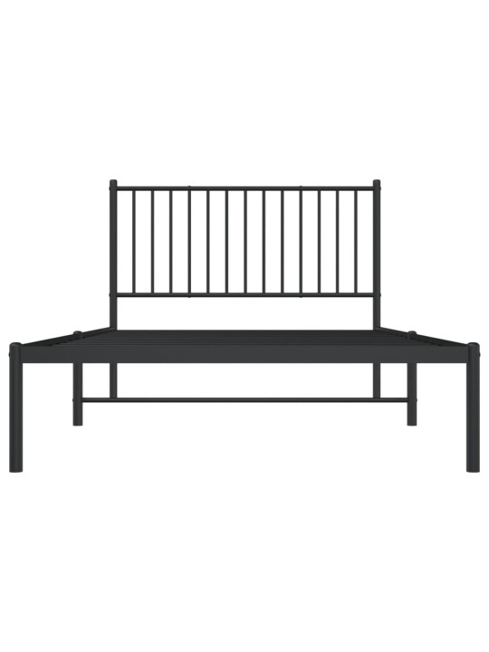 Kovový rám postele s čelem černý 107 x 203 cm