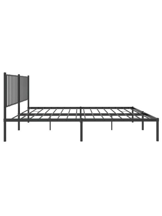 Kovový rám postele s čelem černý 150 x 200 cm