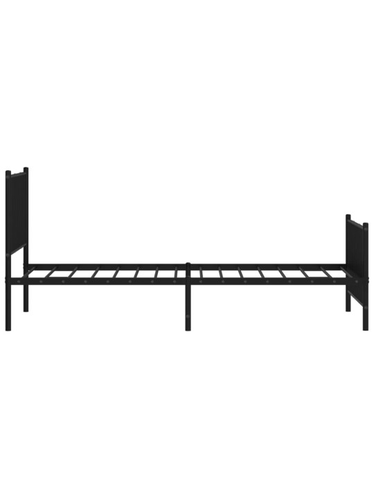 Kovový rám postele s hlavovým a nožním čelem černý 90 x 200 cm