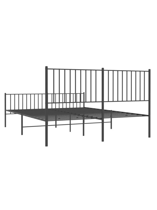 Kovový rám postele s hlavovým a nožním čelem černý 150 x 200 cm