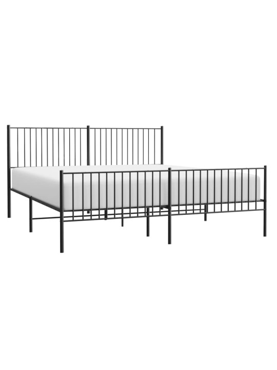 Kovový rám postele s hlavovým a nožním čelem černý 200 x 200 cm