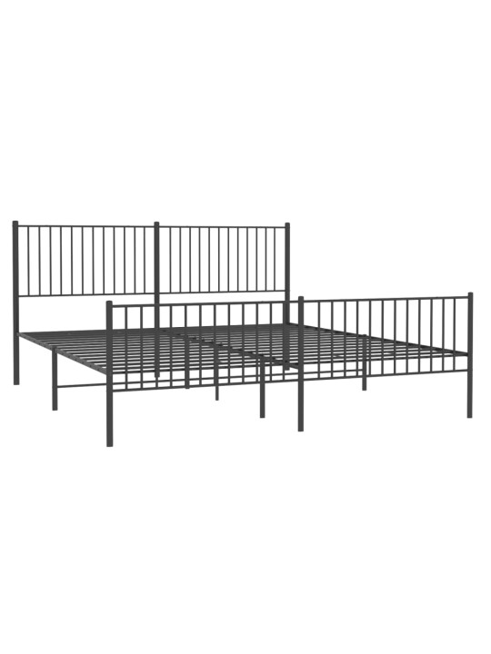 Kovový rám postele s hlavovým a nožním čelem černý 200 x 200 cm