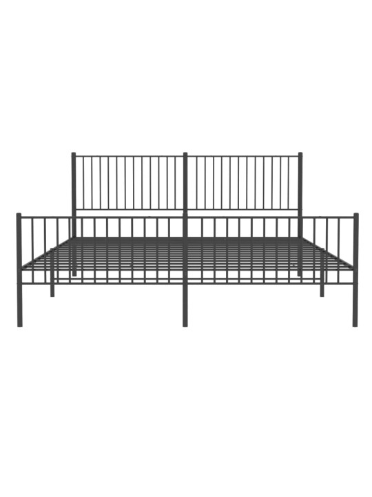 Kovový rám postele s hlavovým a nožním čelem černý 200 x 200 cm