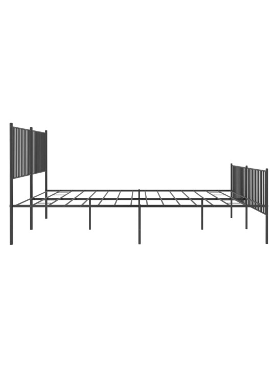 Kovový rám postele s hlavovým a nožním čelem černý 200 x 200 cm