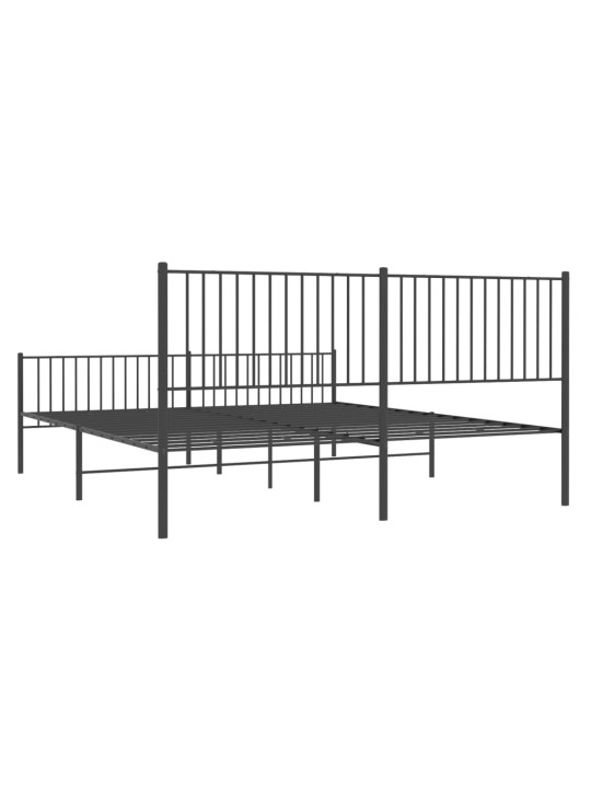 Kovový rám postele s hlavovým a nožním čelem černý 200 x 200 cm