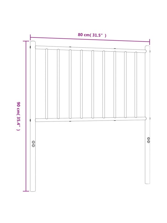Kovové čelo postele černé 75 cm