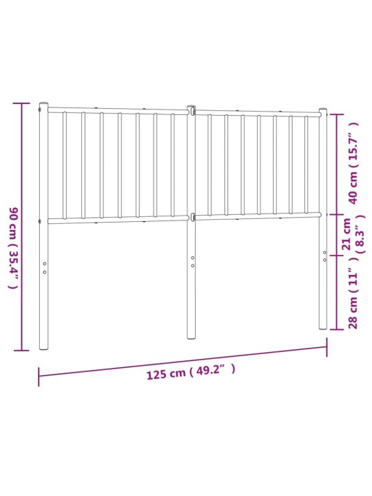 Kovové čelo postele černé 120 cm