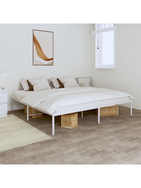 Kovový rám postele bílý 200 x 200 cm