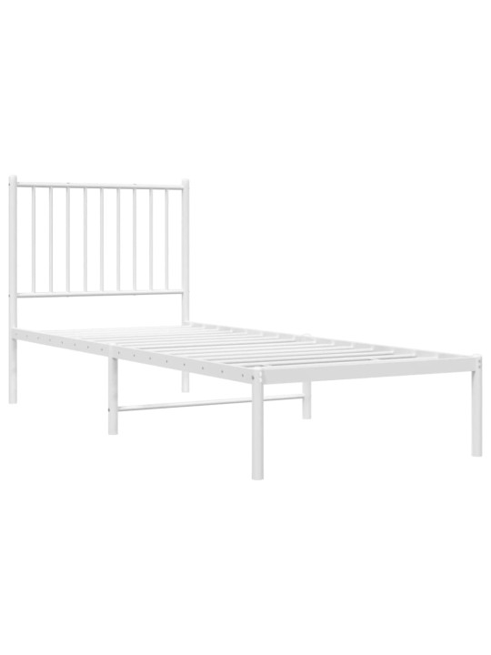 Kovový rám postele bez matrace s čelem bílý 75 x 190 cm
