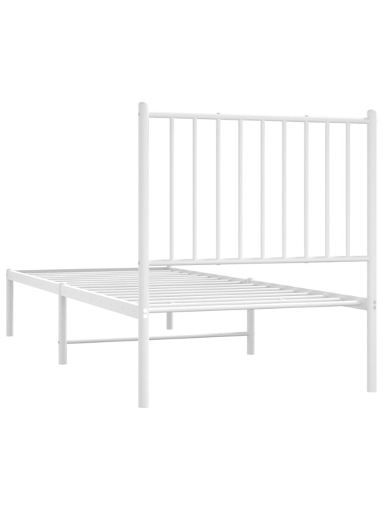 Kovový rám postele bez matrace s čelem bílý 75 x 190 cm