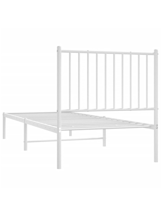 Kovový rám postele s čelem bílý 80 x 200 cm