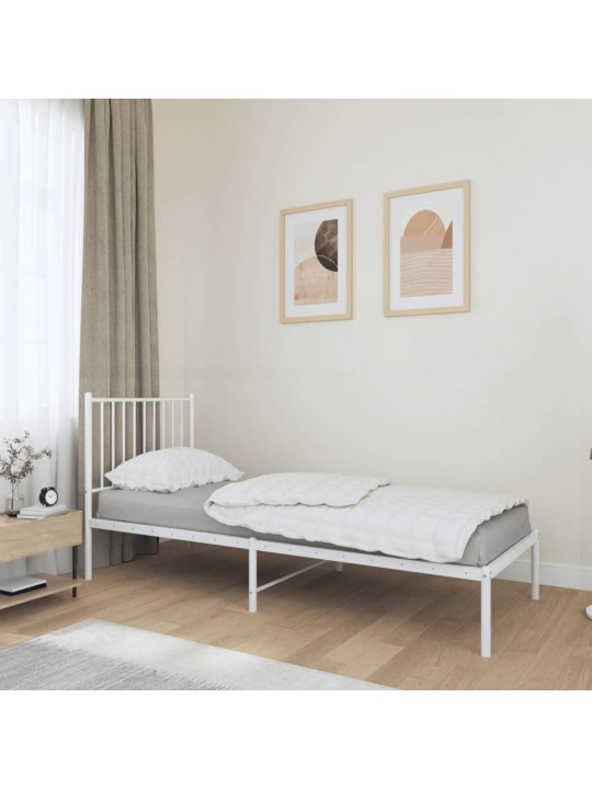 Kovový rám postele s čelem bílý 80 x 200 cm