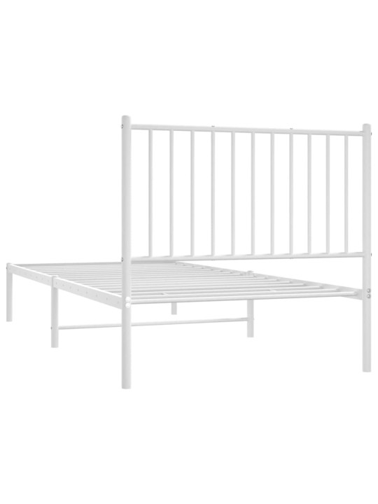 Kovový rám postele s čelem bílý 90 x 200 cm