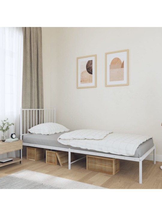 Kovový rám postele s čelem bílý 90 x 200 cm