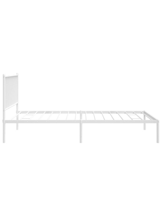 Kovový rám postele s čelem bílý 100 x 200 cm