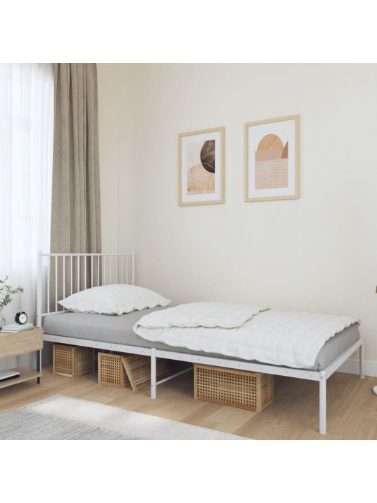 Kovový rám postele s čelem bílý 107 x 203 cm