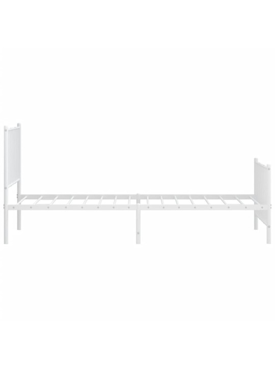 Kovový rám postele s hlavovým a nožním čelem bílý 90 x 200 cm