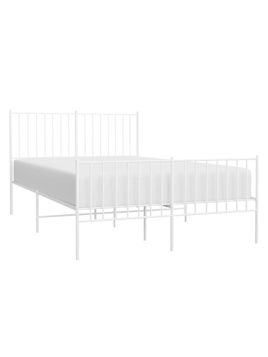 Kovový rám postele s hlavovým a nožním čelem bílý 120 x 200 cm
