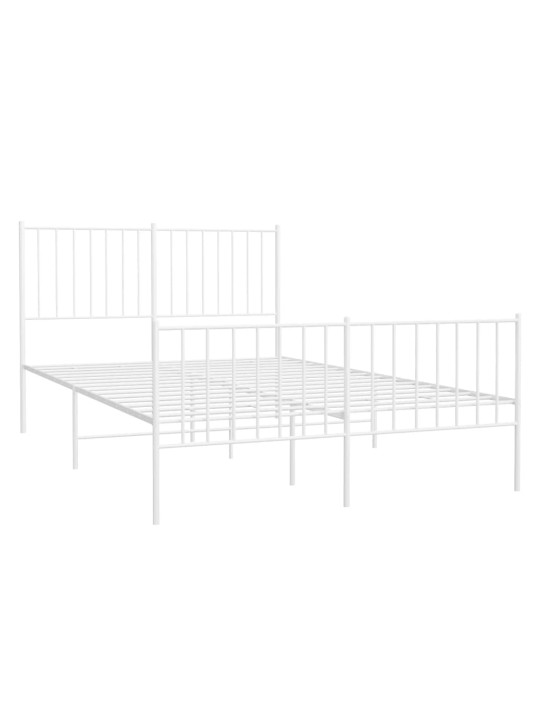 Kovový rám postele s hlavovým a nožním čelem bílý 120 x 200 cm