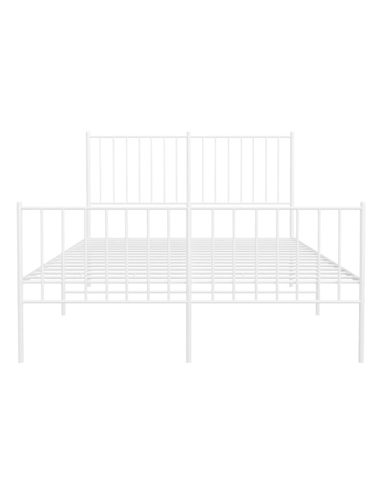 Kovový rám postele s hlavovým a nožním čelem bílý 120 x 200 cm