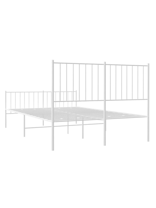 Kovový rám postele s hlavovým a nožním čelem bílý 120 x 200 cm
