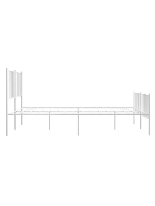 Kovový rám postele s hlavovým a nožním čelem bílý 135 x 190 cm