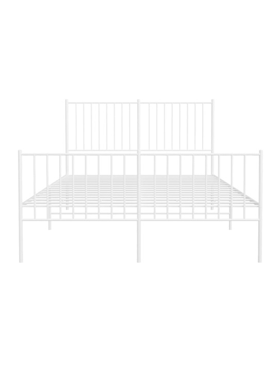 Kovový rám postele s hlavovým a nožním čelem bílý 140 x 200 cm