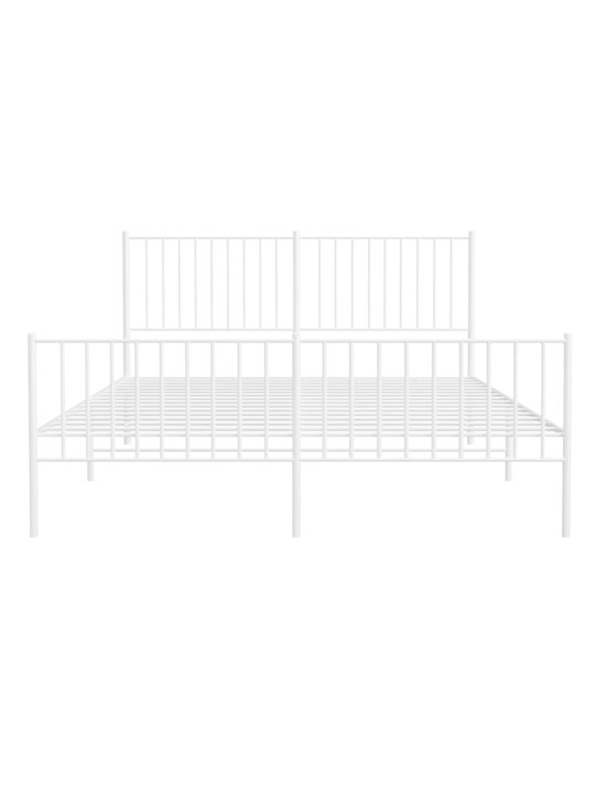 Kovový rám postele s hlavovým a nožním čelem bílý 150 x 200 cm