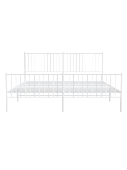 Kovový rám postele s hlavovým a nožním čelem bílý 180 x 200 cm