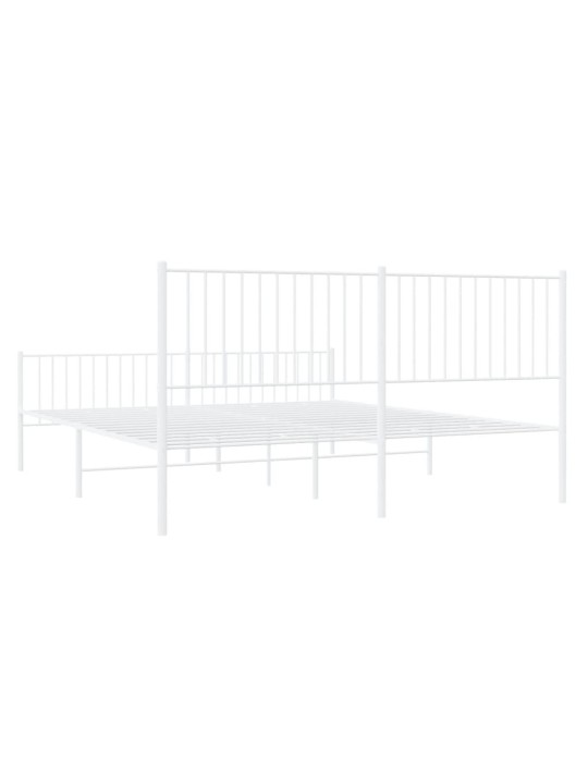 Kovový rám postele s hlavovým a nožním čelem bílý 180 x 200 cm