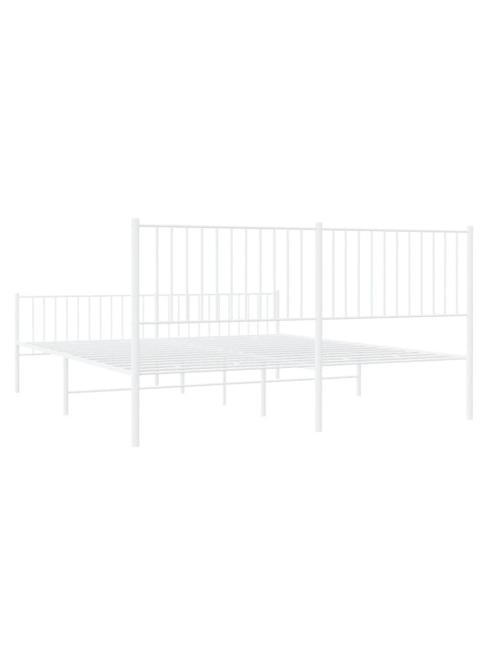Kovový rám postele s hlavovým a nožním čelem bílý 183 x 213 cm